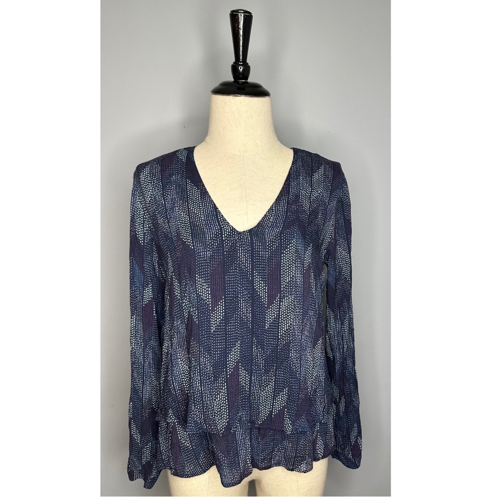 *CLOTH & STONE*  Anthropologie Blue Dotted Herringbone Blouse